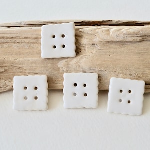 Ceramic Buttons ~ Ceramic Buttons Handmade ~ Handmade Buttons ~ White Buttons ~ Square Buttons ~Pottery Buttons ~Ceramic Buttons~Crafts 4030