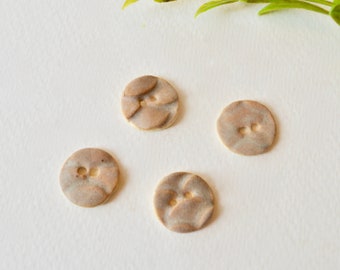 Handmade Earthy Brown Ceramic Buttons: Pottery Set of 4 ~ 3043
