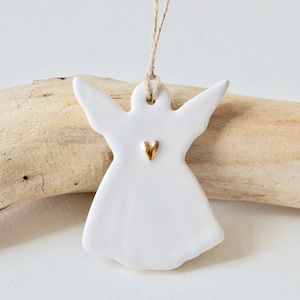 Ceramic Angel Ornament  ~ Heart of Gold ~ 50th Wedding Anniversary Gift ~ 50th Anniversary Ornament ~ 50th Anniversary Gift for Parents~6603