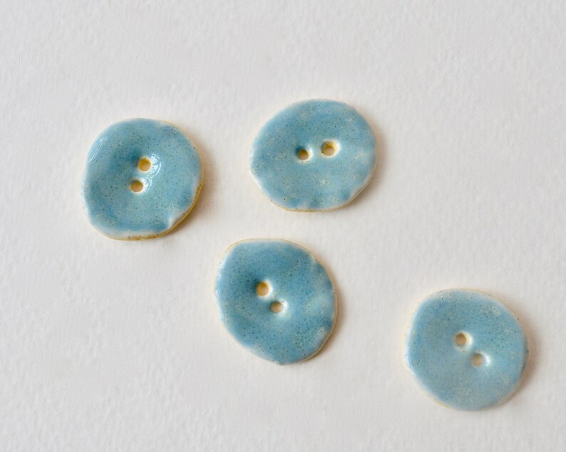 Ceramic Buttons Handmade ~ Handmade Buttons ~ Blue Buttons ~ Buttons Sewing ~ Round Buttons ~ Large Blue Buttons~Craft buttons~3019