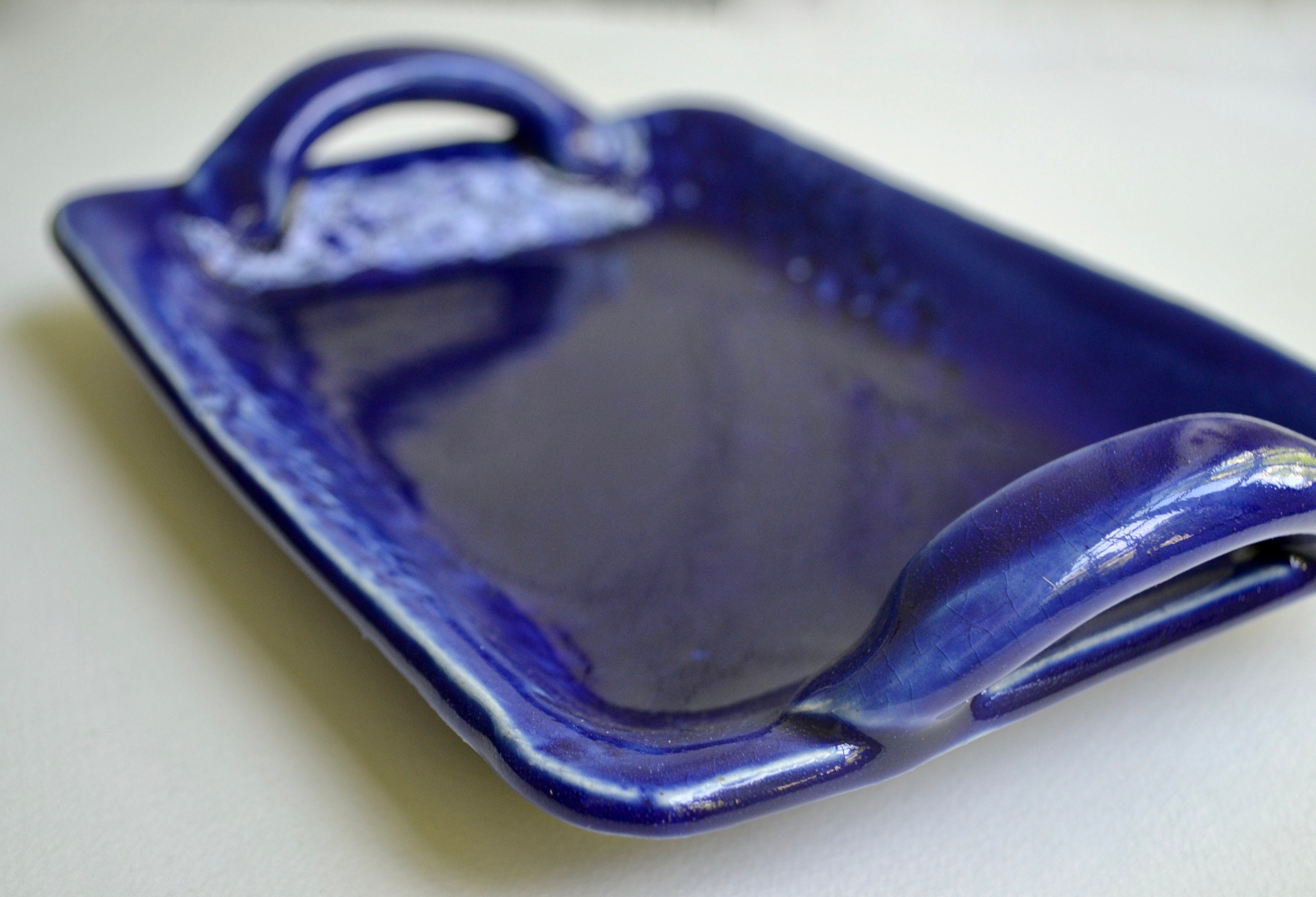 Ceramic Serving Platter Cobalt Blue Pottery Ceramic Etsy