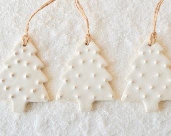 Ceramic Christmas Tree ~ Ceramic Christmas Ornaments ~ Creamy White Christmas Ornaments ~ Creamy White Christmas Tree Decorations ~ 1022