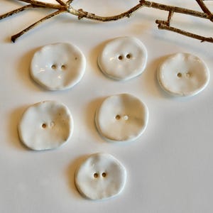 Set of 6 ~ Ceramic Buttons Handmade ~ Large Buttons for Coat ~ White Buttons~Large Buttons Round~Handmade Ceramic Buttons~Buttons Round~4187