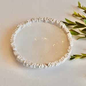 Ceramic White Jewelry Dish ~ White Ruffled Ceramic Jewelry Dish ~Ruffled White Jewelry Dish~Ruffled White Dish~Small White Dish for Bathroom