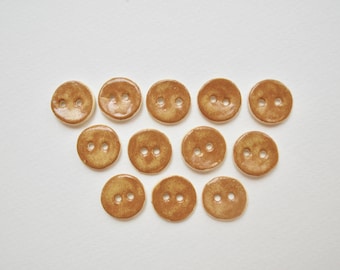 Handmade Carmel Ceramic Buttons - Set of 12, 3/4" ~ 3073