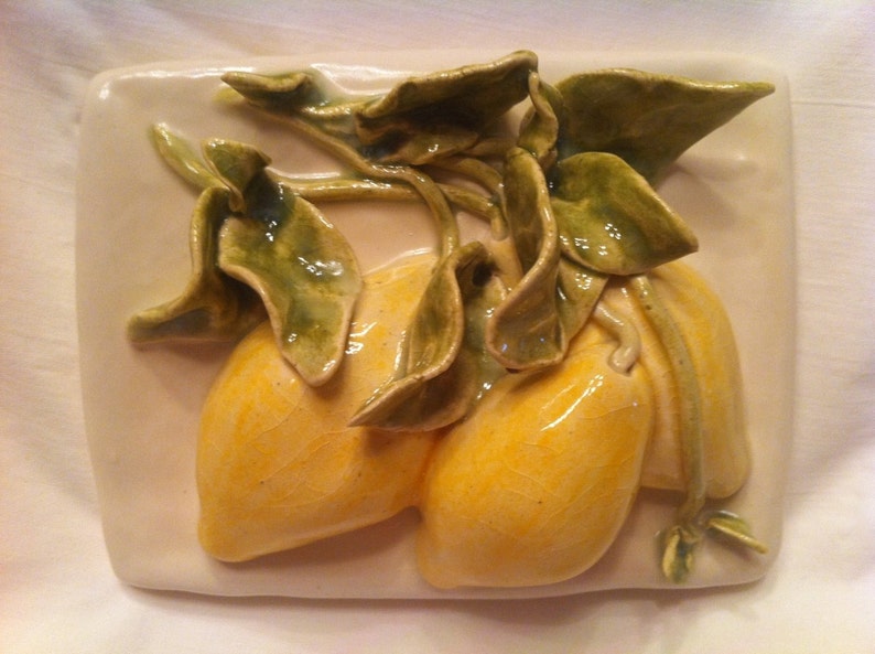 Lemons Ceramic Fruit Tile fruit Wall Decor Fruit Wall Etsy