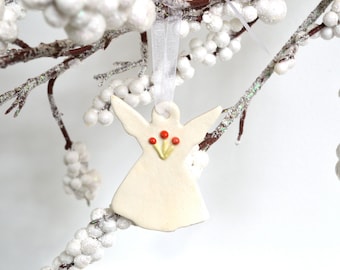 Ceramic Angel Ornament ~ Angel Ornaments Christmas ~ Angel Ornaments Handmade ~ Pottery Angel Ornament ~ Pottery Ornaments Christmas ~ 6539