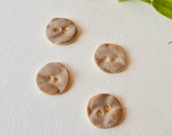 Set of 4 Handmade Ceramic Buttons: Earth Tone Sewing Supplies ~ 4124