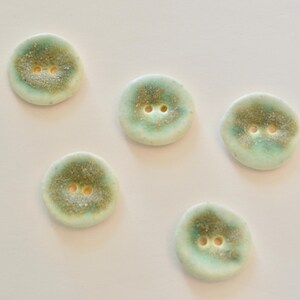 Set of Five ~ Ceramic Buttons Handmade ~ Handmade Buttons ~ Large Buttons for Sweater ~ Large ~ Large Ceramic Buttons ~ Green Button ~ 4159