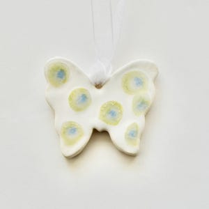 Handmade Ceramic Butterfly Ornament: Blue Green Nursery Decor