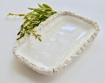 Ceramic Platter Handmade ~ White Serving Platter ~ Handmade Ceramic Platter ~ Serving Platter Pottery~White Ceramic Serving Bowl~White Bowls