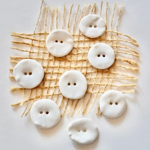 Set of 8 ~ Ceramic Buttons Handmade ~ Handmade Ceramic Buttons ~ White Buttons ~ Buttons Ceramic Handmade ~ Ceramic Buttons Round ~ 4171