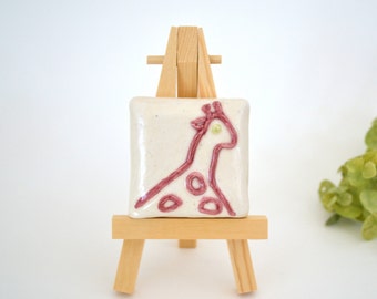 The Red Giraffe  ~  2 x 2 Ceramic Tile