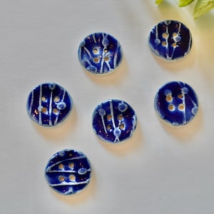 Set of 6 ~Blue Buttons~Royal Blue Buttons for Baby Sweater~Ceramic Handmade Buttons~ Buttons Knitting~Buttons Blue~Buttons for Knitting~4172