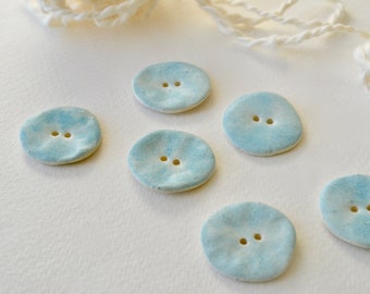 Ceramic Buttons Handmade ~ Large Buttons for Coat ~ Blue Buttons ~ Large Buttons Round ~ Handmade Ceramic Buttons~Ceramic Buttons Round~4109