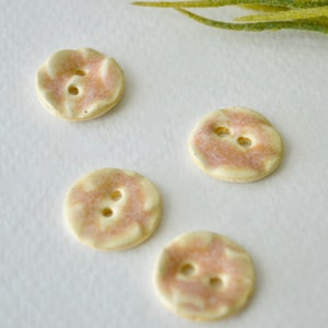 Handmade Ceramic Buttons: Pink Cream Textured Stoneware ~ Set of 4 ~ Handmade Buttons ~ Pink Buttons ~ Ceramic Buttons~Textured Buttons~3053