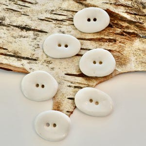 Set of 6 Handmade Ceramic Buttons: Organic White Stoneware ~ White Handmade Buttons ~ White Ceramic Buttons ~ Buttons Handmade ~Buttons~4169