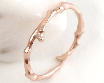 Twig Band Ring Stacking Ring Wedding Ring in 9 carat gold