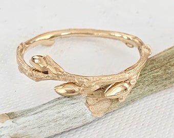 Recycled Gold Willow Twig Ring - Tree Branch Ring - Wedding Band - Stacking Ring sustainable wedding ring