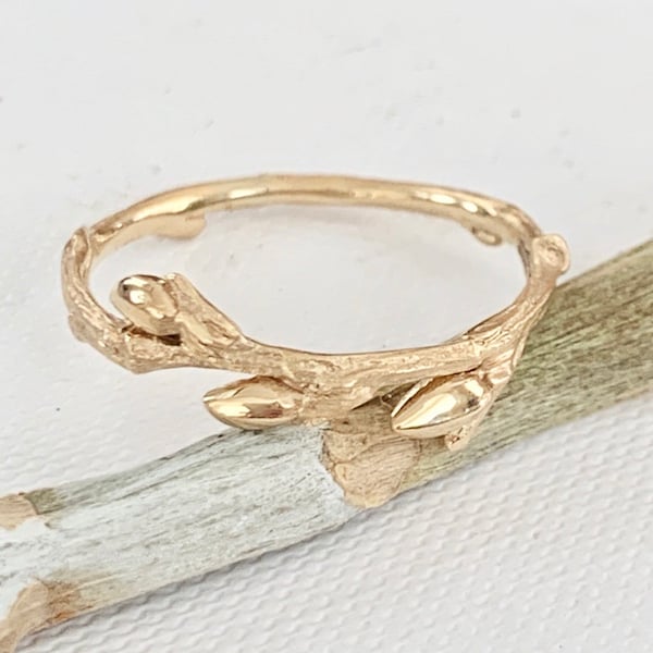 Recycled Gold Willow Twig Ring - Tree Branch Ring - Wedding Band - Stacking Ring sustainable wedding ring