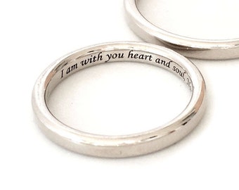 Personalised Silver Wedding Band with Custom Engraving