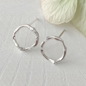 Twig Circle Stud Earrings in Sterling Silver - Mothers Day Gift -Ready to Ship