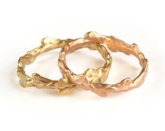 Twig Ring - stacking rings multibuy discount conifer leaf band ring, stacking ring, cast from conifer leaf, gold ring, band ring