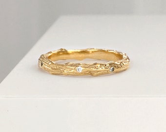 Cypress Twig Diamond Eternity Ring or Twig Wedding Band in solid 18 carat gold