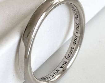 Personalised Silver Wedding Band with Custom Engraving 3mm band