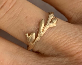 Fairtrade Gold Willow Twig Ring - Tree Branch Ring - Wedding Band - Stacking Ring