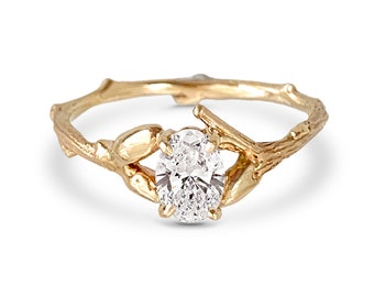 Willow Twig Solitaire Engagement Ring with Oval Moissanite