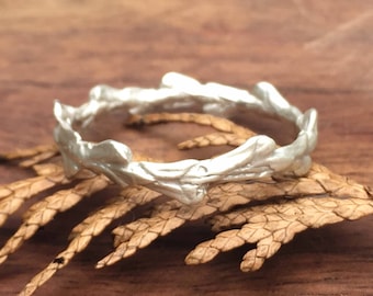 Twig Ring - conifer leaf band ring, wedding ring, stacking ring, cast from conifer leaf