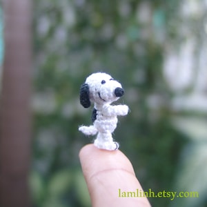 dollhouse white and black dog, tiny amigurumi animals, miniature stuffed animal, crochet miniature dolls, adorable tiny things, 0.9 inch