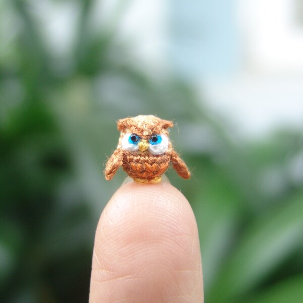 1/3 inch miniature owl - micro amigurumi animal