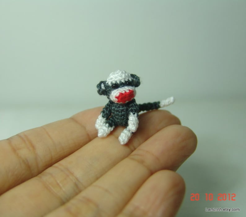 1 Inch Miniature Sock Monkey Tiny Amigurumi Crochet Animal - Etsy
