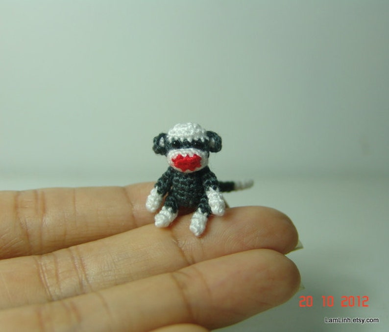 1 Inch Miniature Sock Monkey Tiny Amigurumi Crochet Animal - Etsy