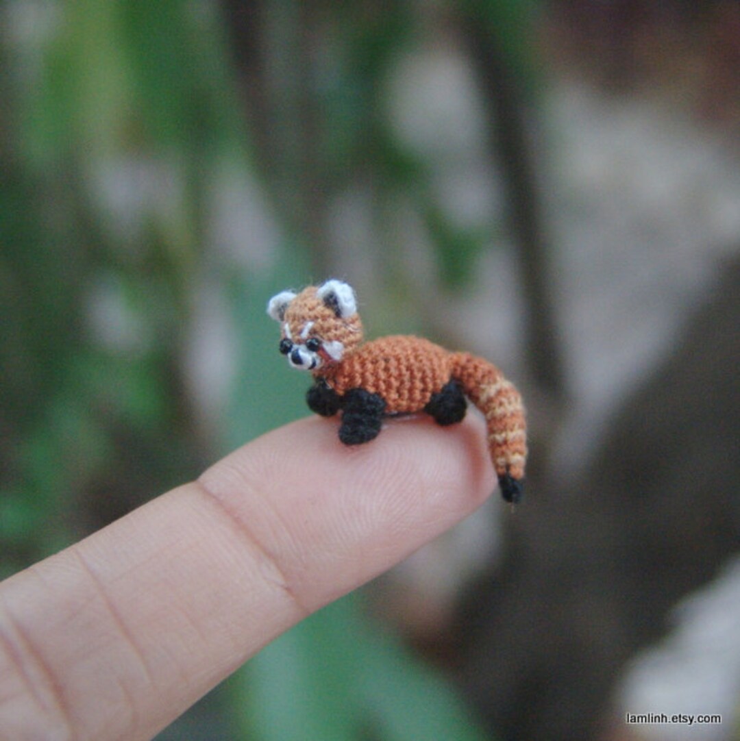 Micro Crochet Dollhouse Miniature Red Panda - Micro Amigurumi Red Panda ...