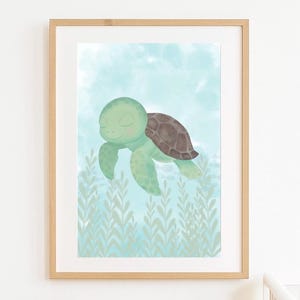 Watercolor Sea Turtle Nursery Print: Ocean Baby Room Decor (Digital Download)
