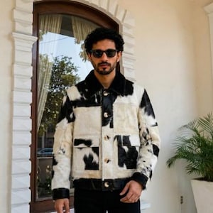 Black & White Hair-On Cowhide Western Panel Jacket | Handcrafted in Sialkot | Made to Order