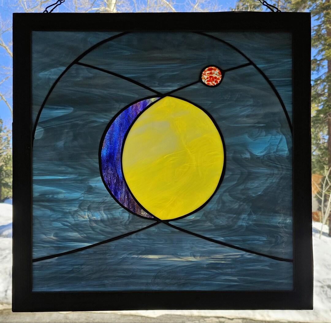 Stained Mars Mars and the Moon Stained Glass Panel - Etsy