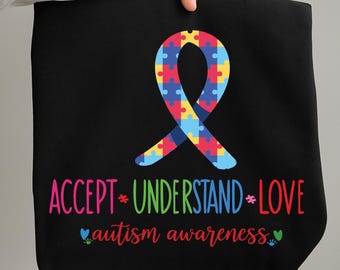 Accept Understand Love Autism Awareness png,Autism Mom Support Gift,Puzzle Ribbon Graphic Tee,funny saying shirt,awareness support