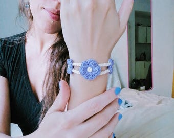 Daisy Crochet Bracelet Pattern PDF, Adjustable Flower Jewelry, Digital Download for Beginners