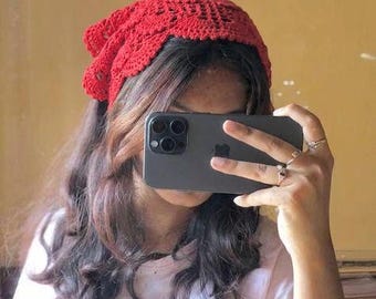 Crochet Bandana Pattern | Lace Headscarf Pattern | Crochet Hair Scarf | Fan & Picot Lace Digital PDF Pattern