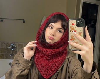 Crochet Hooded Cowl Pattern PDF | 2-in-1 Neck Warmer | Triangle Scarf Cowl | Winter Hood | Instant Download