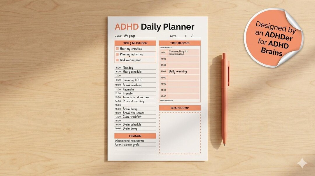 ADHD Daily Planner Printable | Executive Function Organizer (digital ...