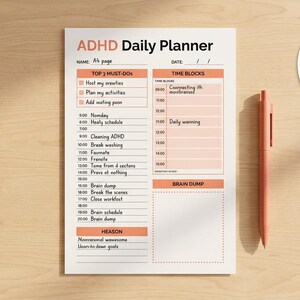 ADHD Daily Planner Printable | Executive Function Organizer (Digital Download)