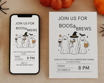 Halloween Party Invitation: Spooky Bar Crawl Evite (Digital Download)