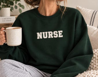 Custom Embroidered Healthcare Crewneck, Collegiate Nurse Sweatshirt, CVICU NICU L&D NP Respiratory Gift