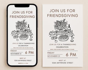 Friendsgiving Invitation Template • Editable Thanksgiving Evite (Digital Download)