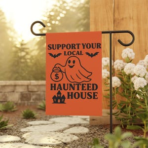 Halloween Garden Banner, Spooky Outdoor Decor, Haunted House Sign, Autumn Decoration, Fall Yard Art